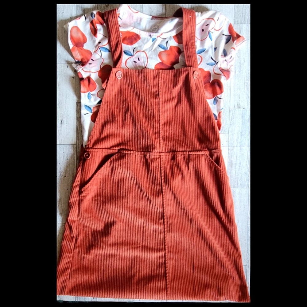 Corduroy dress with shirt underneath